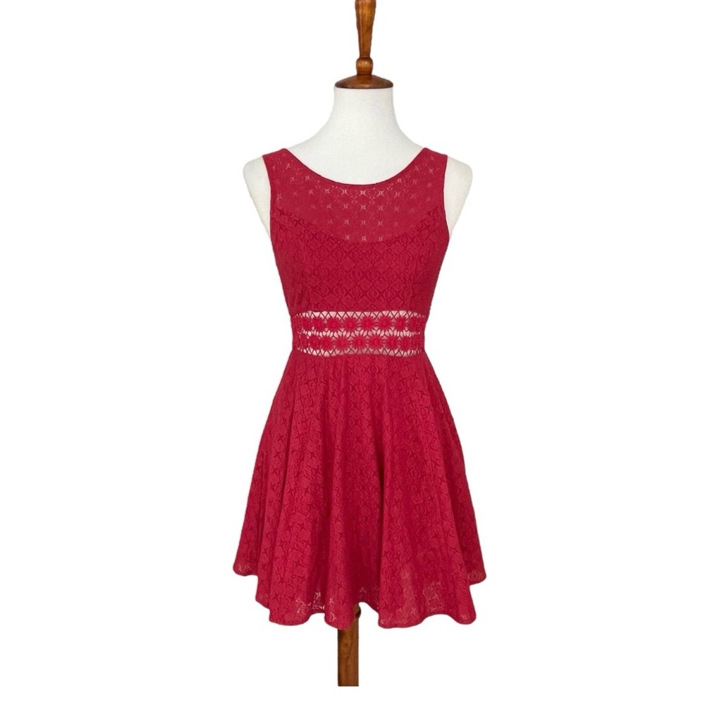 Free People Red Lace Mini Dress